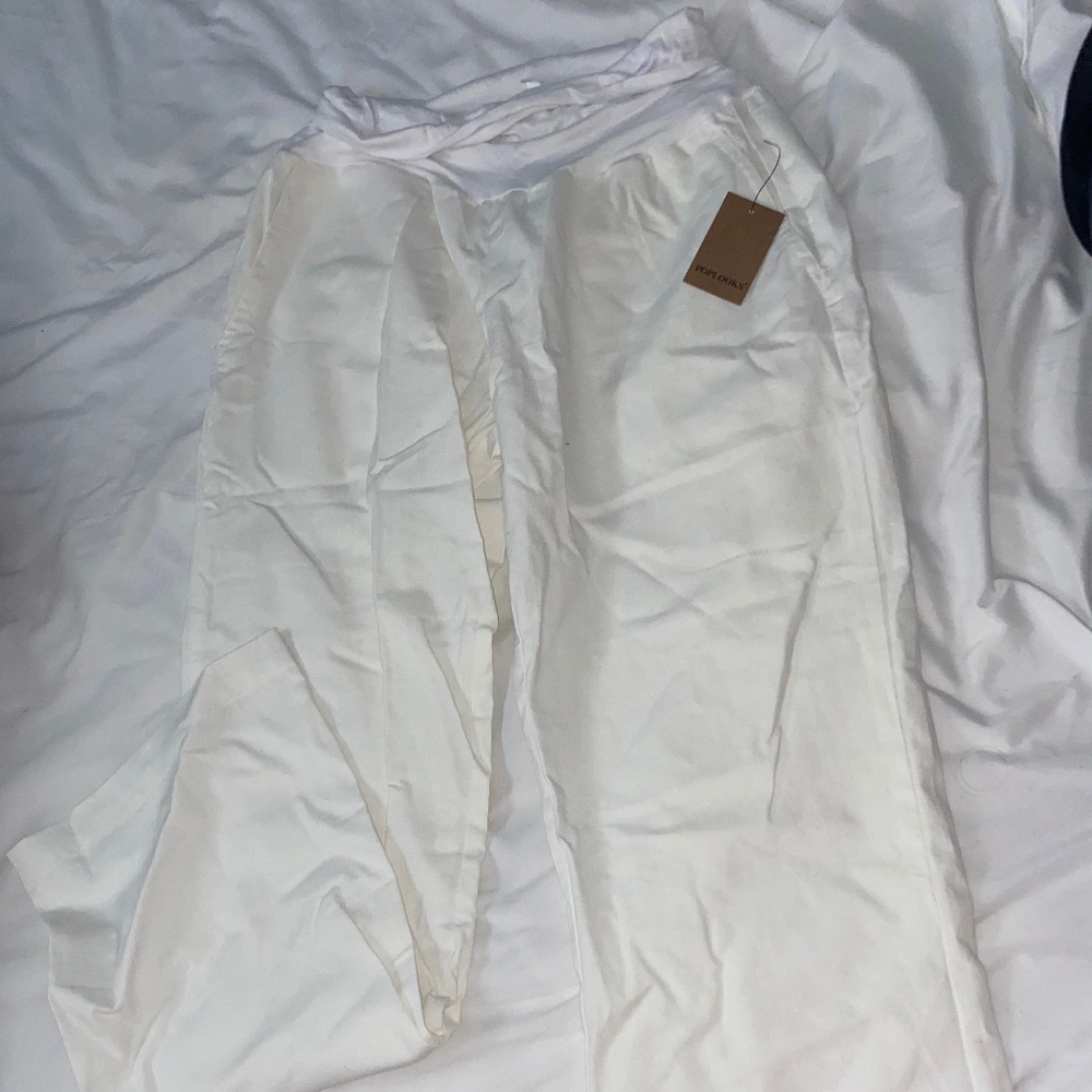 Linen pants - High-waisted Beachwear